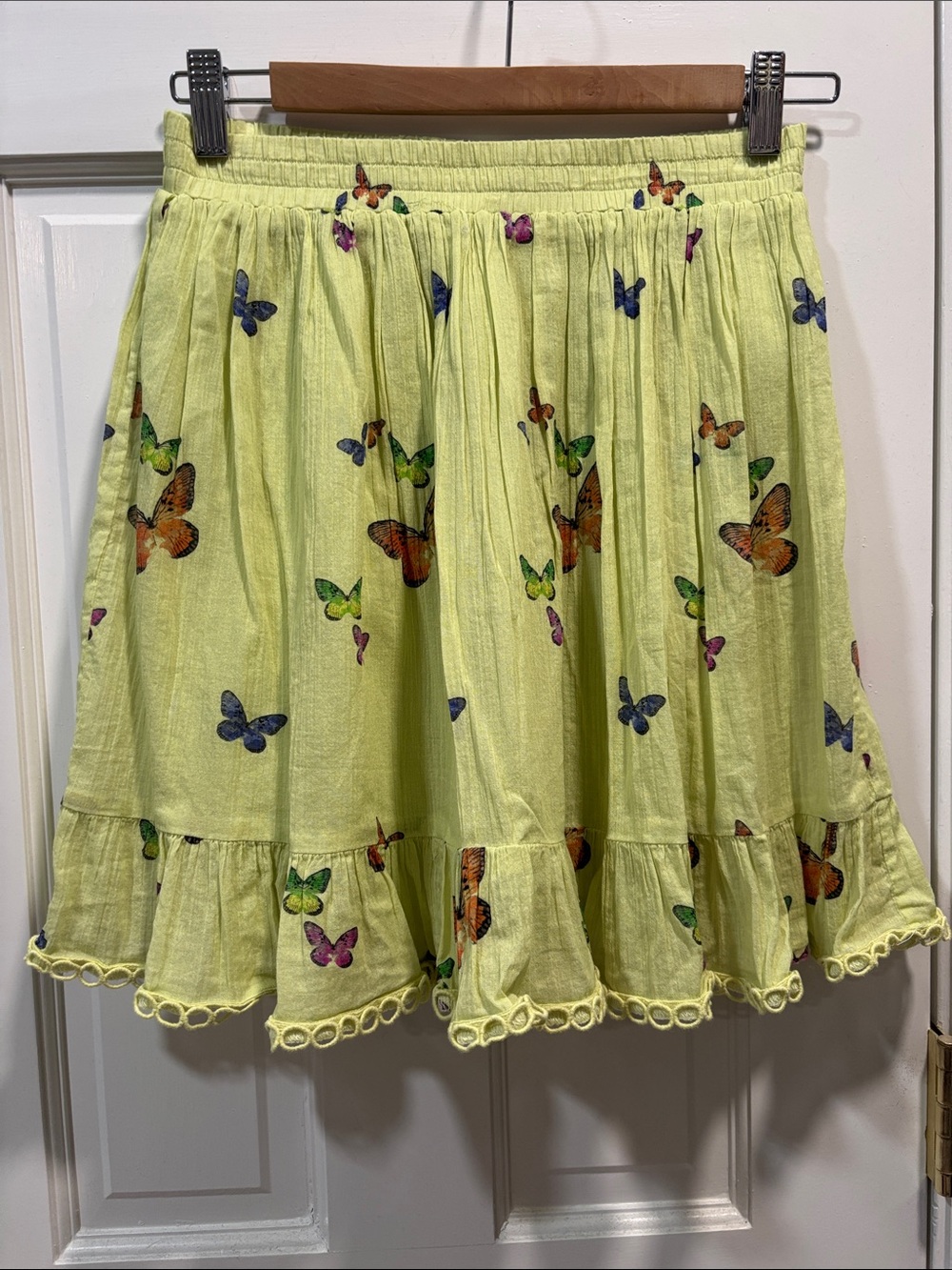 sundays Pastel Green Yellow Butterfly Ruffle Skirt